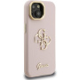 Guess Grained 4G Logo etui z podpórką do iPhone 13 - różowy