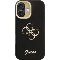 Guess Grained 4G Logo etui z podpórką do iPhone 16 - czarny