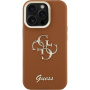 Etui Guess Grained 4G Logo z podpórką do iPhone 16 Pro - brązowy