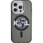 Karl Lagerfeld IML Glitter Karl and Choupette Sketch brokatowe etui z MagSafe do iPhone 16 Pro - szary