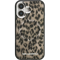 Karl Lagerfeld IML Leopard etui z MagSafe do iPhone 16 - brązowy