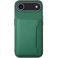 Skórzane etui z kieszonką na karty do iPhone Air - ciemnozielone