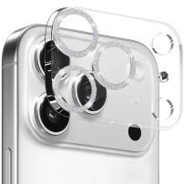 NORTHJO Szkło hartowane z brokatowymi ramkami do ochrony obiektywów aparatu dla iPhone 17 Pro - srebrne