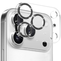 NORTHJO Szkło hartowane z brokatowymi ramkami do ochrony obiektywów aparatu dla iPhone 17 Pro Max - czarne