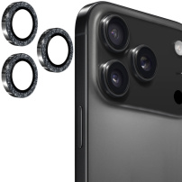 Szkła ENKAY z brokatowymi ramkami do ochrony obiektywów tylnego aparatu dla iPhone 17 Pro / 17 Pro Max - czarny