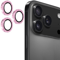 Szkła ENKAY z błyszczącymi ramkami do ochrony obiektywów tylnego aparatu dla iPhone 17 Pro / 17 Pro Max - różowe