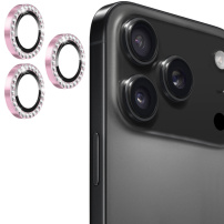 Szkło ENKAY z kamieniami do ochrony obiektywów tylnego aparatu dla iPhone 17 Pro / 17 Pro Max - różowe
