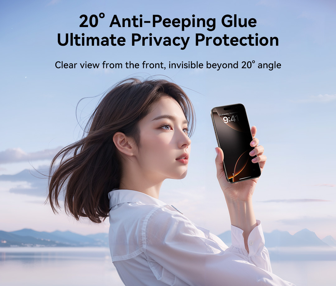Szkło hartowane JOYROOM 2.5D Anti-Spy z czarną ramką do iPhone 17
