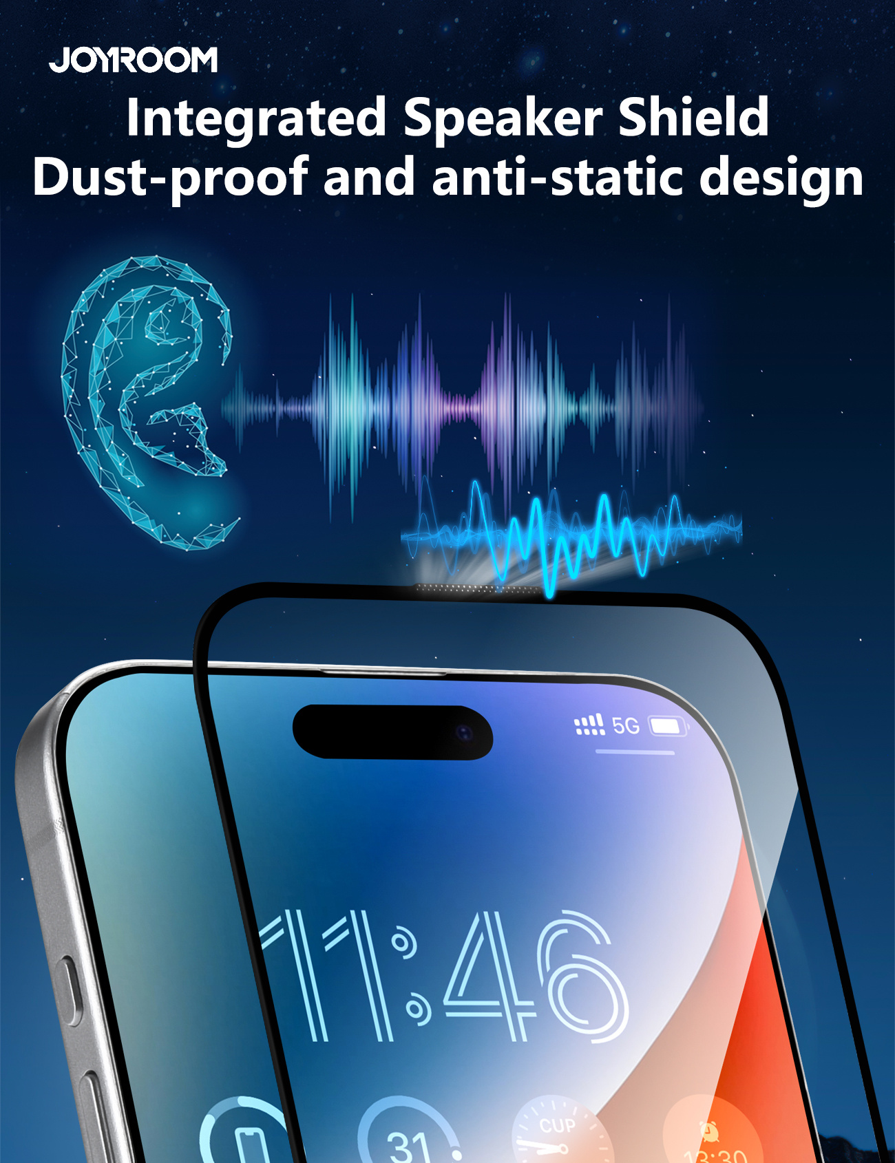 Szkło hartowane JOYROOM 2.5D Anti-Spy z czarną ramką do iPhone 17