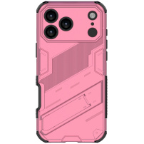 Wytrzymałe etui ochronne z podstawką do iPhone 17 Pro - różowe
