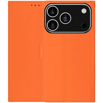 Etui z klapką z skóry PU dla iPhone 17 Pro Max - pomarańczowe