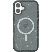 Przezroczyste etui z brokatem i MagSafe do iPhone 17 - szary