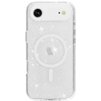 Przezroczyste etui z brokatem i MagSafe do iPhone Air - srebrne