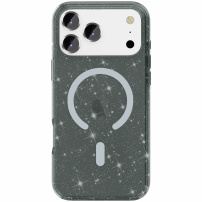 Przezroczyste etui z brokatem i MagSafe do iPhone 17 Pro - szary