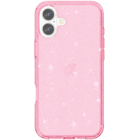 Przezroczyste etui z brokatem na iPhone 17 - różowe
