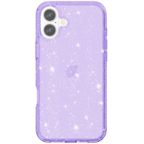Przezroczyste etui z brokatem na iPhone 17 - fioletowe