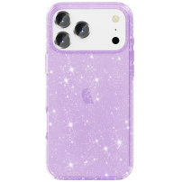 Przezroczyste etui z brokatem na iPhone 17 Pro - fioletowe