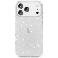 Przezroczyste etui z brokatem do iPhone 17 Pro Max - srebrne