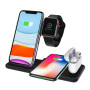 Q20 4w1 składana bezprzewodowa podstawka do iPhone / Apple Watch / AirPods ze złączem Lightning - 15W - czarny