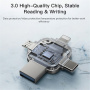 Dysk flash Yesido FL15 4w1 ze złączami USB-C / Lightning / USB-A / micro USB - 64GB - srebrny