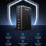 ESSAGER YMX-320W GaN Szybka Ładowarka Adapter z Portami 4x USB-C / 4x USB-A - 320W - czarny
