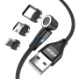 ENKAY Kabel ładujący i do transmisji danych 3w1 z wymiennymi magnetycznymi złączami - USB-A do USB-C / Lightning / micro USB - 1 m - czarny