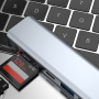 Hub 7w1 - slot na kartę SD / TF / HDMI / 2x USB-C / 2x USB-A na USB-C - szary