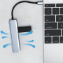 Hub 7w1 - slot na kartę SD / TF / HDMI / 2x USB-C / 2x USB-A na USB-C - szary