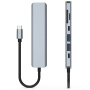 Hub 7w1 - slot na kartę SD / TF / HDMI / 2x USB-C / 2x USB-A na USB-C - szary