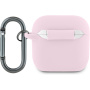 Silikonowe etui Lacoste Croc Logo z karabińczykiem do AirPods 4 / 5 - różowe