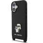 Karl Lagerfeld Saffiano Crossbody Metal Karl and Choupette etui z regulowanym paskiem do iPhone 17 - czarny