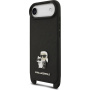 Karl Lagerfeld Saffiano Crossbody Metal Karl and Choupette etui z regulowanym paskiem do iPhone Air - czarny