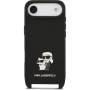 Karl Lagerfeld Saffiano Crossbody Metal Karl and Choupette etui z regulowanym paskiem do iPhone Air - czarny