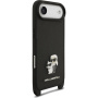 Karl Lagerfeld Saffiano Crossbody Metal Karl and Choupette etui z regulowanym paskiem do iPhone Air - czarny