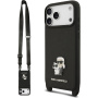 Karl Lagerfeld Saffiano Crossbody Metal Karl and Choupette etui z regulowanym paskiem do iPhone 17 Pro - czarny