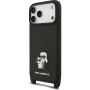 Karl Lagerfeld Saffiano Crossbody Metal Karl and Choupette etui z regulowanym paskiem do iPhone 17 Pro - czarny