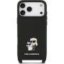 Karl Lagerfeld Saffiano Crossbody Metal Karl and Choupette etui z regulowanym paskiem do iPhone 17 Pro - czarny