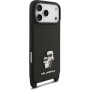 Karl Lagerfeld Saffiano Crossbody Metal Karl and Choupette etui z regulowanym paskiem do iPhone 17 Pro - czarny