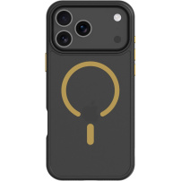Tactical Hyperstealth 2.0 transparentne etui z żółtym MagSafe do iPhone 17 Pro Max - czarny