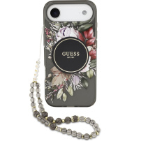 Guess IML Flowers Strap etui ze smyczą i MagSafe do iPhone Air - szary