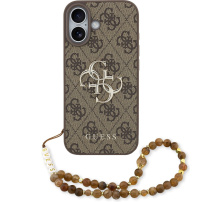 Guess 4G Metal Logo Strap etui ze smyczą do iPhone 17 - brązowy
