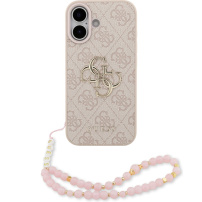 Etui Guess 4G Metal Logo Strap z paskiem do iPhone 17 - różowe