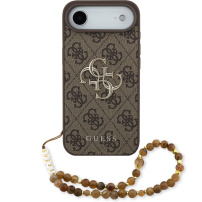 Guess 4G Metal Logo Strap etui ze smyczą do iPhone Air - brązowy