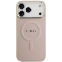 Etui Guess Saffiano z MagSafe do iPhone 17 Pro Max - różowe