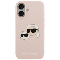 Karl Lagerfeld Double Heads silikonowe etui z MagSafe do iPhone 17 - różowe
