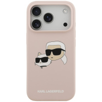 Karl Lagerfeld Double Heads silikonowe etui z MagSafe do iPhone 17 Pro - różowe