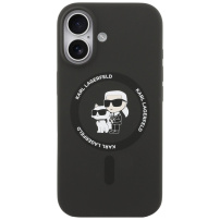 Karl Lagerfeld Karl and Choupette silikonowe etui z MagSafe do iPhone 17 - czarny