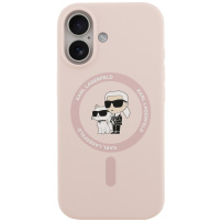 Karl Lagerfeld Karl and Choupette silikonowe etui z MagSafe do iPhone 17 - różowe