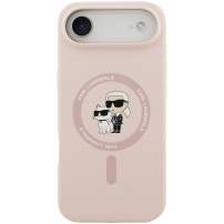 Karl Lagerfeld Karl and Choupette silikonowe etui z MagSafe do iPhone Air - różowe