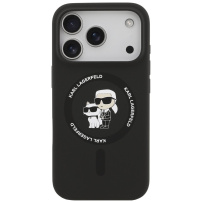 Karl Lagerfeld Karl and Choupette silikonowe etui z MagSafe do iPhone 17 Pro - czarne